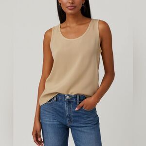 Cabernet Silk Tank Top Beige Sleeveless Blouse Women’s Medium